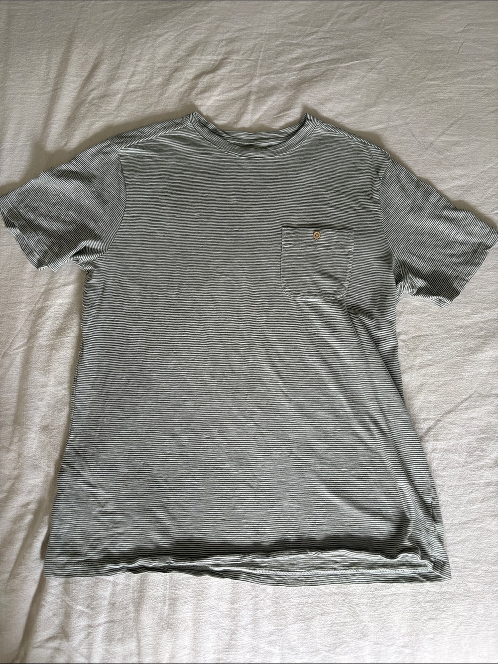 Good fellow Men's Striped Pocket Crew Neck T-Shirt - Light olive